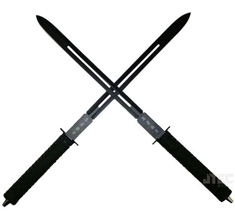 2pc Stealth 24 Ninja Twin Spear Double Edge Blade Swords W Nylon Back