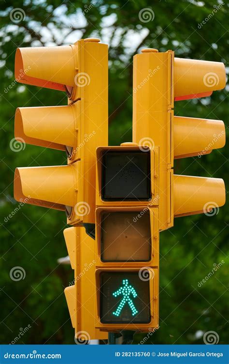 Traffic Light With Green Led Pedestrian Walking Stock Photo Image Of
