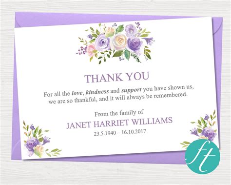 Lilac Bouquet Funeral Thank You Card Funeral Templates Reviews On