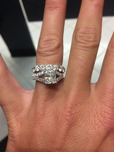 Split Shank Halo Engagement Ring With Wedding Band Jenniemarieweddings