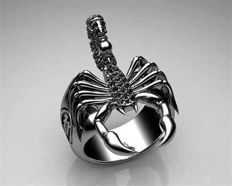 Buy high quality men's silver rings available in a range of intricate cuts, designs and patterns. Unique Mens Ring Scorpion Sterling Silver with Black Diamo ...