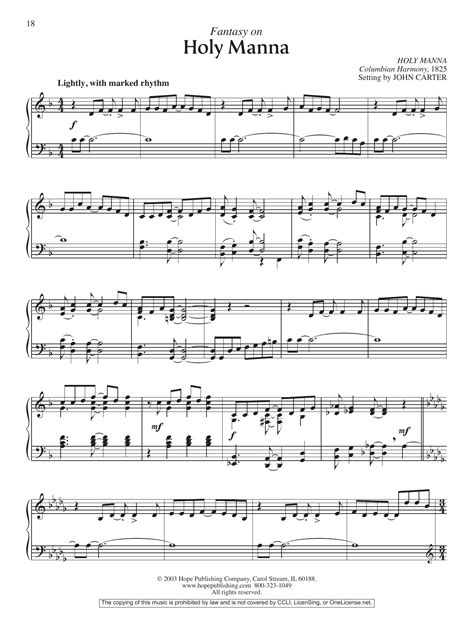 Fantasy On Holy Manna Sheet Music John Carter Piano Solo