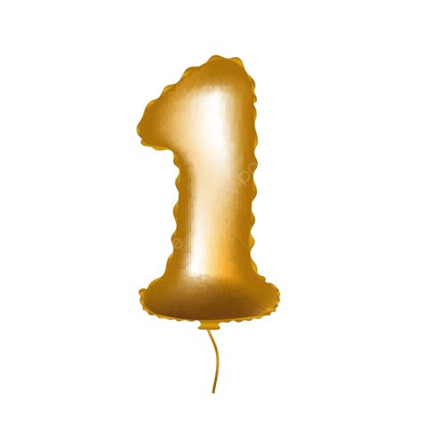 Number 1 Balloon In Luxurious Yellow Hue White Background Isolated
