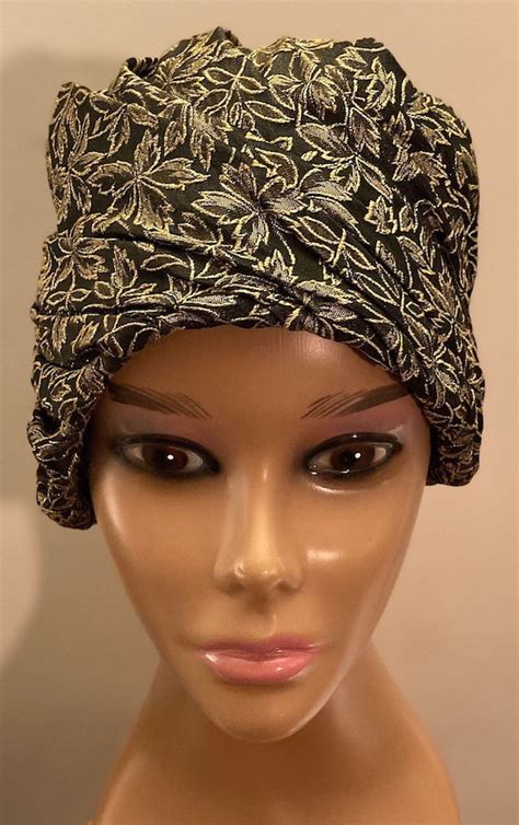 Vintage Turban By Ferncroftunion Madepleated Black Gem
