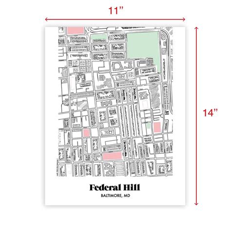 Federal Hill Baltimore City Neighborhood Map Print 11x14 Etsy