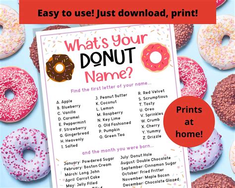 Whats Your Donut Name Game Name Generator Donut Birthday Party