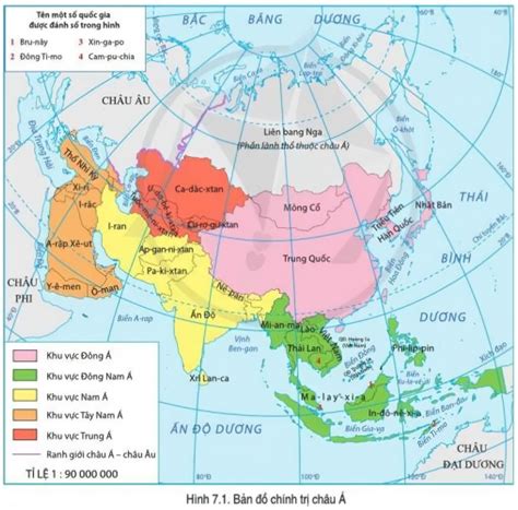 Bài 7 Bản đồ Chính Trị Châu Á Các Khu Vực Của Châu Á Sgk Địa Lí 7