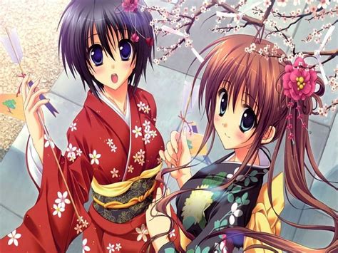 Pretty Anime Girls P Cute Anime Girls Kimono Cherry Blossom