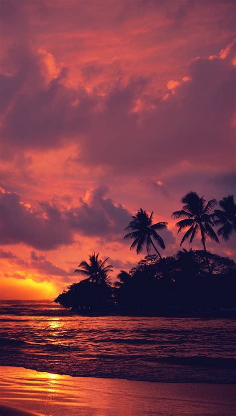 Paraíso Al Atardecer Playa Hawai Paisaje Naturaleza Océano Mar