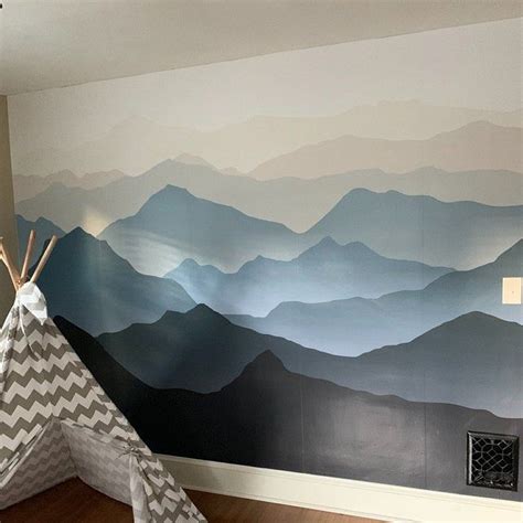 Blue Mountains Peel And Stick Wallpaper Removable Mountain Etsy