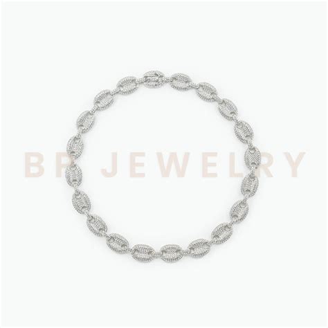 New Silver Crystal Cuban Link Berna Peci Jewelry