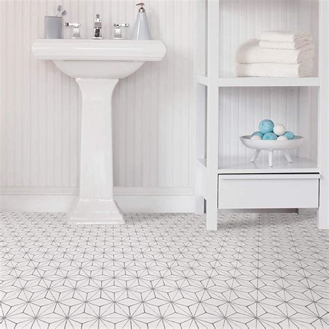 Wallpops Bathroomkitchen Kikko Peel And Stick Floor Tiles Greywhite