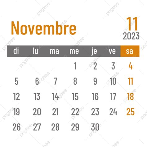 Calendar November Vector Hd Png Images November 2023 French Calendar