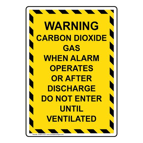 Portrait Warning Carbon Dioxide Gas When Alarm Sign Nhep 31317