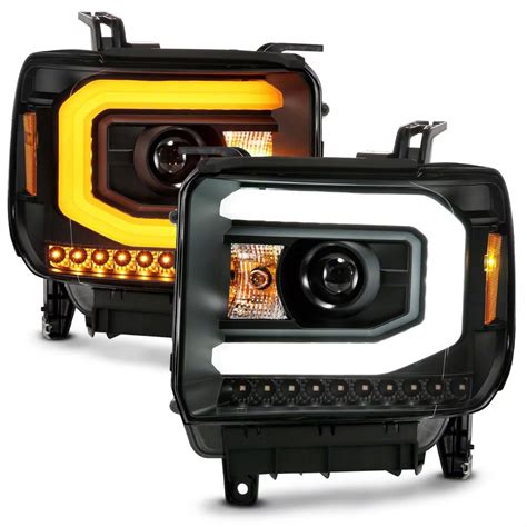 Sierra 2500 Plank Style Switchback Halo Projector Headlights Black