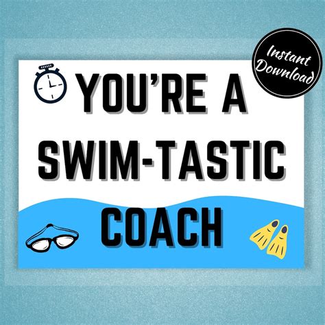 Printable Swim Coach Card T Youre A Swim Tastic Etsy