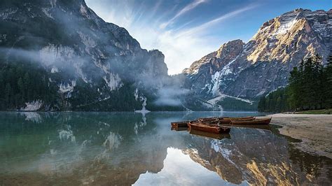 Hd Wallpaper Italy Lago Di Braies South Tyrol Lake Braies