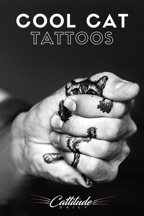 A Person Holding Their Hand With Tattoos On It And The Words Cool Cat