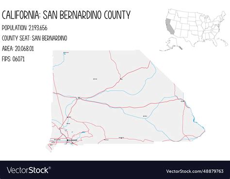 Large And Detailed Map Of San Bernardino County Vector Image
