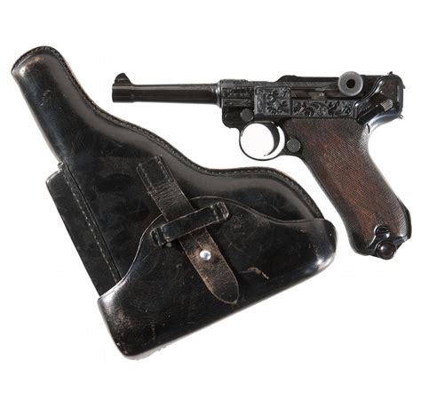 Engraved Dwm 1917 Dated Model 1914 Luger Semi Automatic Pistol With Holster