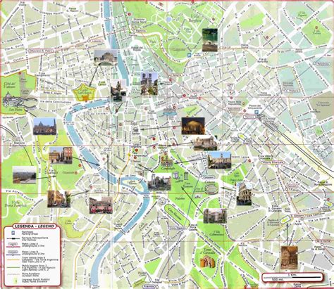 Carte De Rome Plan Touristique Monuments De Rome