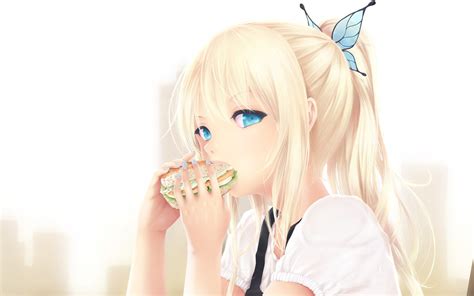 Download Wallpaper Kashiwazaki Sena Girl Anime Face Sandwich Anime Girl Blonde Hair Blue