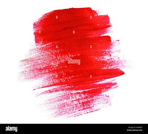 Acrylic Paint Red Brush Stroke Isolated On A White Background Stock