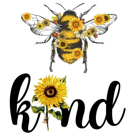 Bee Kind Inspirational Lettering Design With Cute Bees 15115707 Png