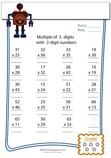 Grade 4 Multiplication Worksheets Multiplying Whole Tens K5 Learning