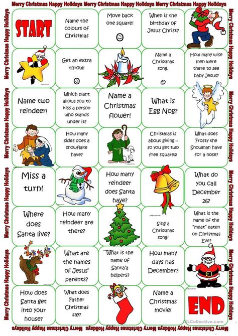 Christmas Board Game Worksheet Free Esl Printable Worksheets Made By