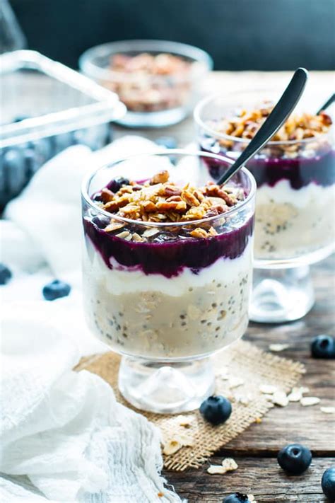 Healthy Blueberry Overnight Oats With Chia Seeds Yogurt