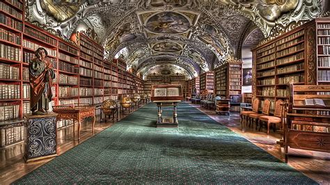 図書館、 建物、 公共図書館、 機関、 通路、 ストラホフ修道院、 ストラホフ、 プラハ、 チェコ共和国、 ヨーロッパ、 hdデスクトップの壁紙 wallpaperbetter