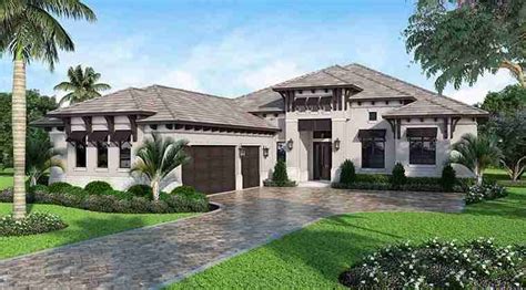 Modern Style House Floor Plan With Covered Lanai Mediterranean Style