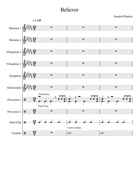 Believer Imagine Dragons Concert Percussion Sheet Music For Drum Group