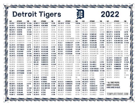 Detroit Tigers Schedule Printable Customize And Print