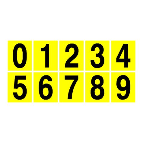 Yellow Number Sticker Pack 0 To 9 Safety Uk