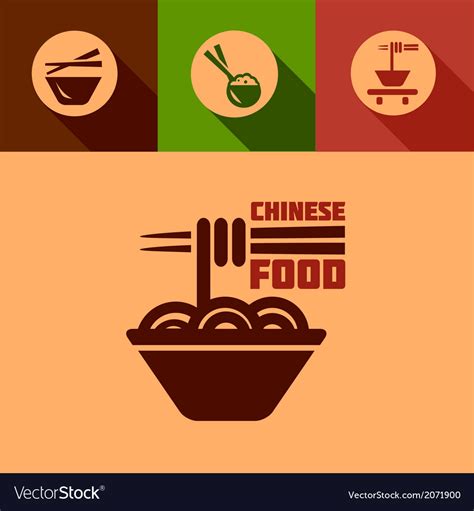 Flat Chinese Food Icons Royalty Free Vector Image