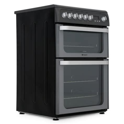 buy hotpoint hue61g ceramic electric cooker with double oven hue61gs graphite marks electrical