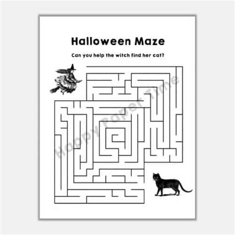 Halloween Mazes Activity Puzzle Printable Kid Craft Happy Paper Time