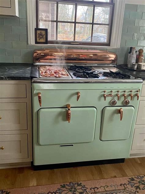 Green Chambers Stove With Copper Old Kitchen Vintage Antique Kitchen