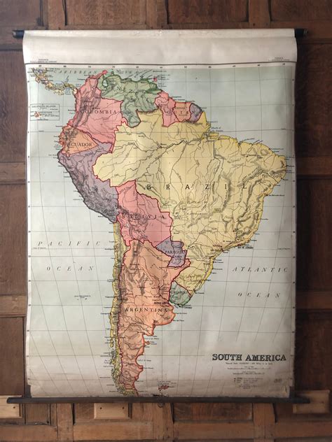 Antique South America School Map Map Of South America Pull Down Map