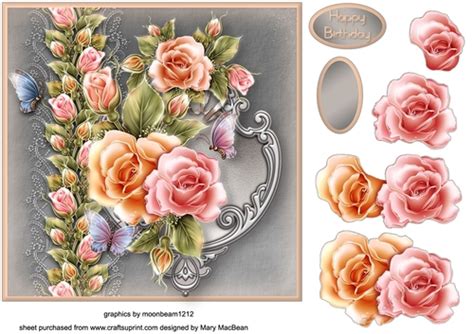 Pastel Roses Decoupage Card Front Cup7132641648 Craftsuprint