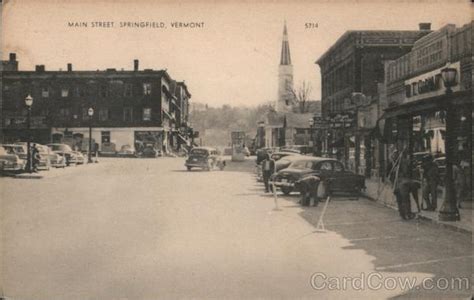 Main Street Springfield Vt Postcard