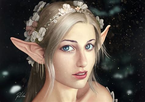 Picture Elves Dark Blonde Beautiful Face Girls Fantasy Glance Elf