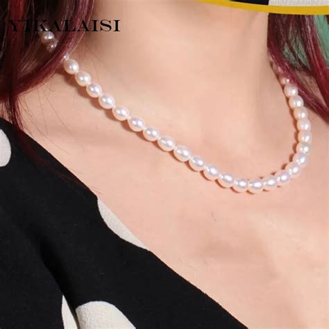 Yikalaisi 2017 Necklace Pearl Jewelry Natural Freshwater Pearl 7 10mm