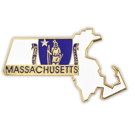 Pinmarts State Shape Of Massachusetts And Massachusetts Flag Lapel Pin