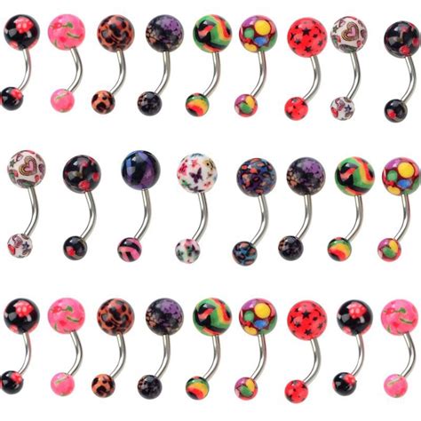 1pc fashion sexy navel belly button ring barbell acrylic ball belly piercing stainless steel