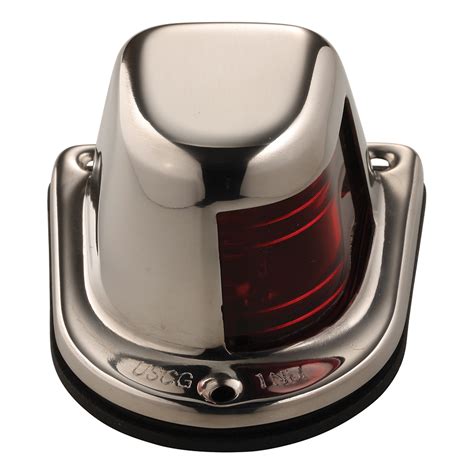 Attwood 1 Mile Deck Mount Red Sidelight 12v Stainless Steel