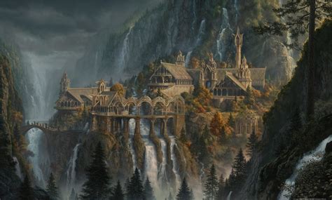 Waterfall J R R Tolkien The Lord Of The Rings Artwork Rivendell