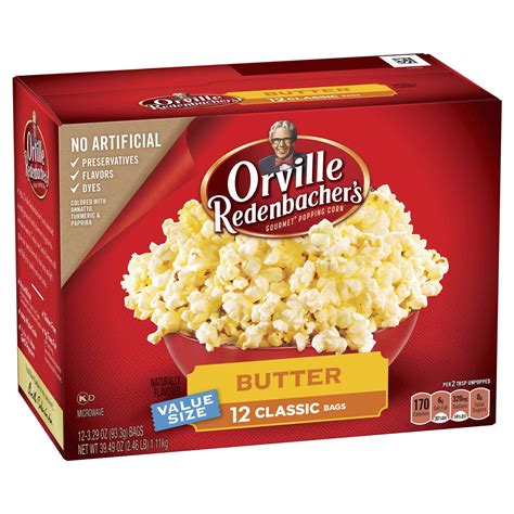 Orville Redenbachers Butter Popcorn 329 Oz Classic Bag 12 Count